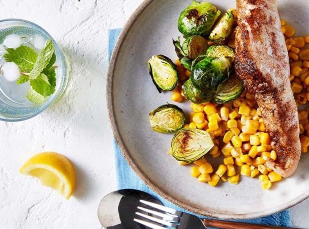 Cajun-inspired fish with Brussels sprouts & corn
