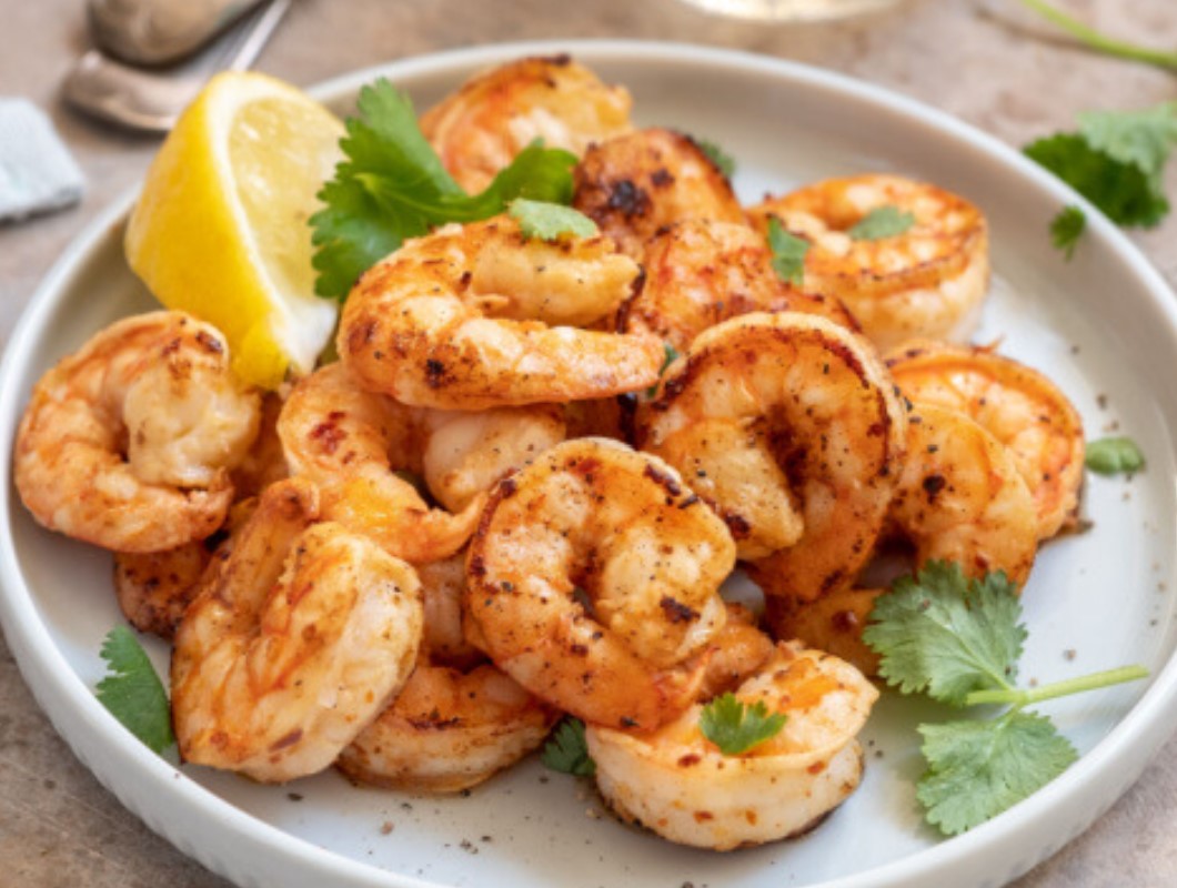 Lemon garlic shrimp with barley