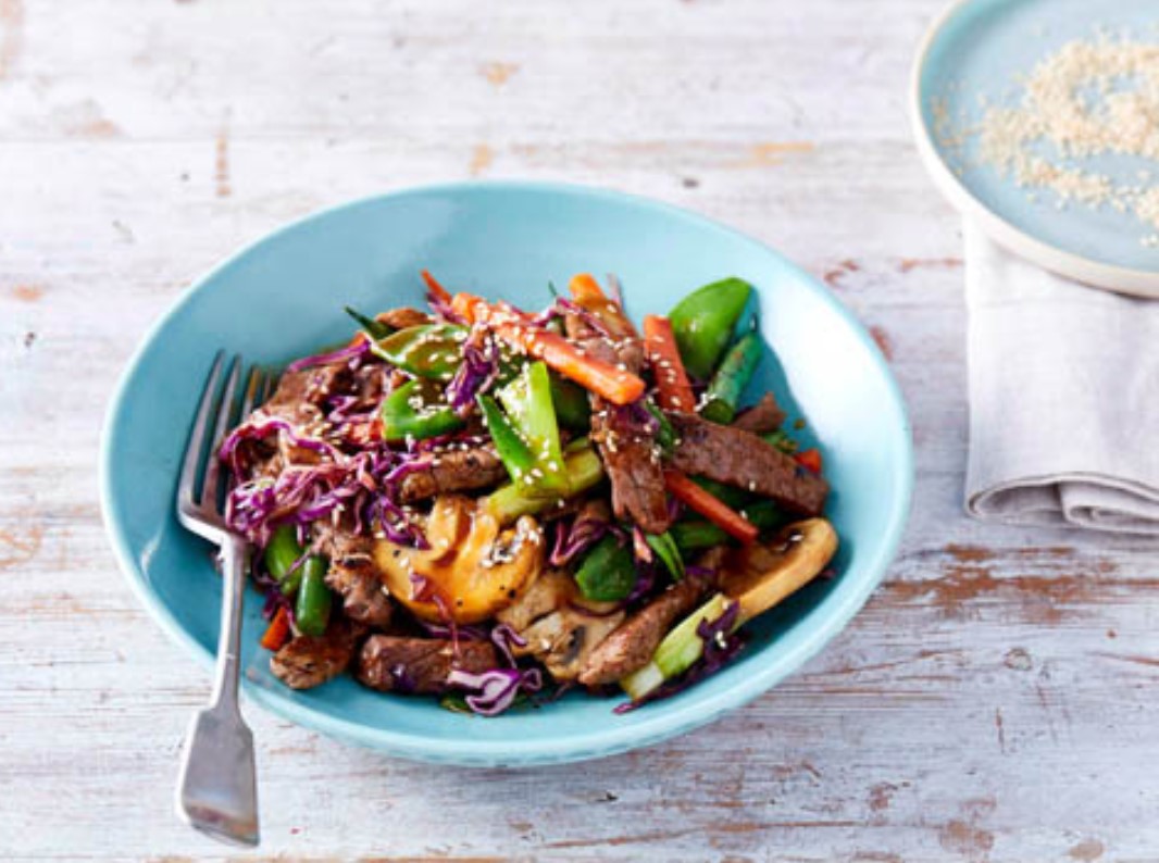 Hoisin beef & sesame stir-fry