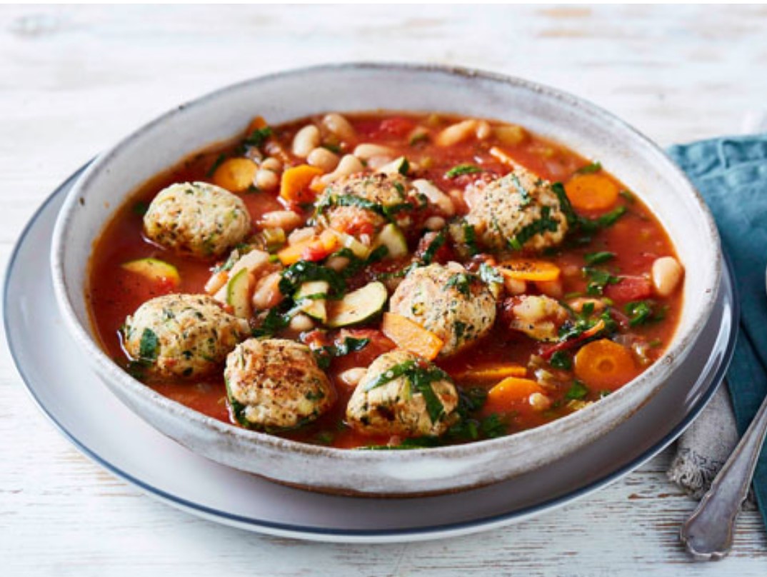 Italian-style chicken meatball soup